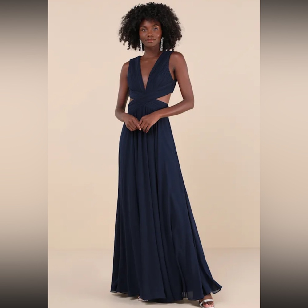 Lulus Vivid Imagination Navy Blue Cutout Maxi Dress